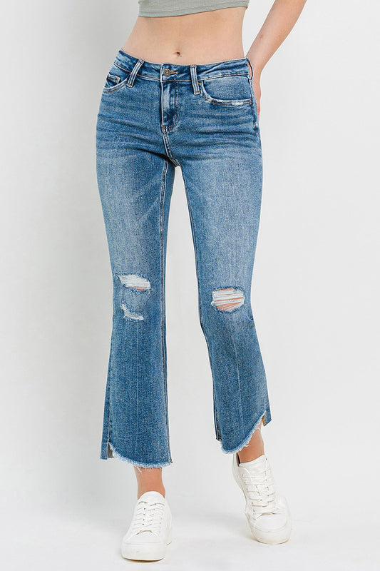 ▪️Vervet Mid Rise Distressed Cropped Flare Jeans