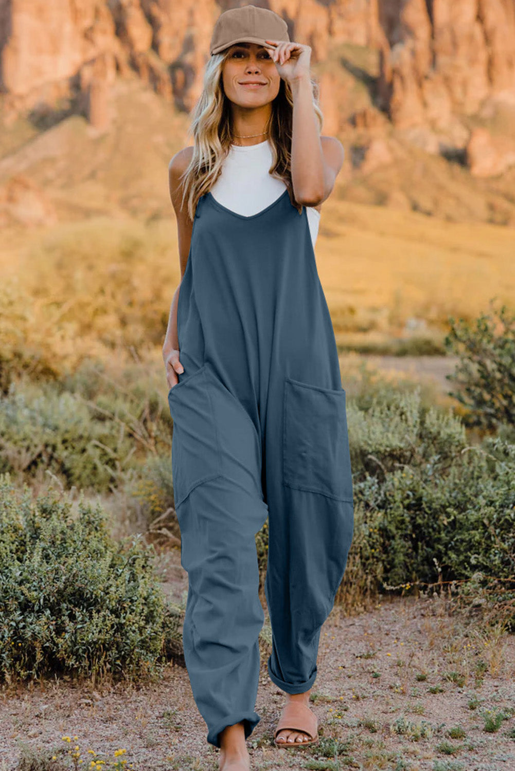 ☀️V-Neck Tank Jumpsuit with Pockets