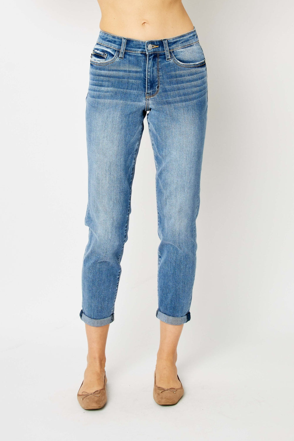 Judy Blue Size Cuffed Hem Slim Jeans