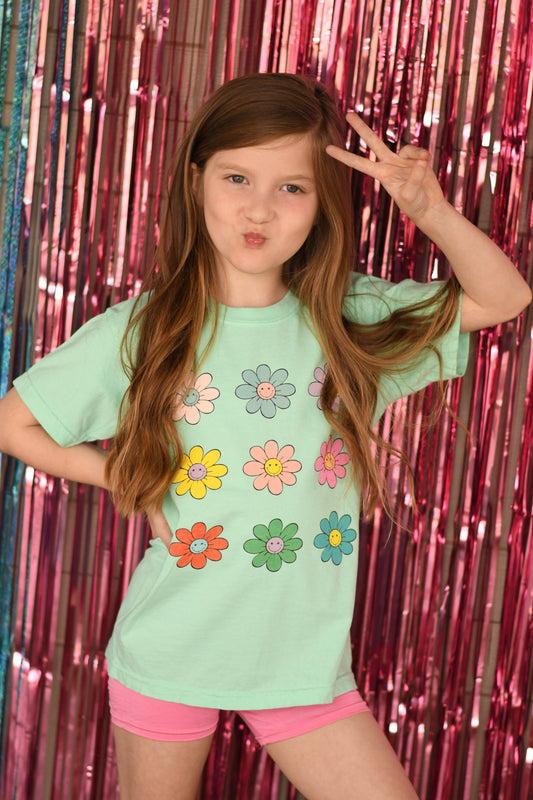 Rainbow Daisy Smiley Tee