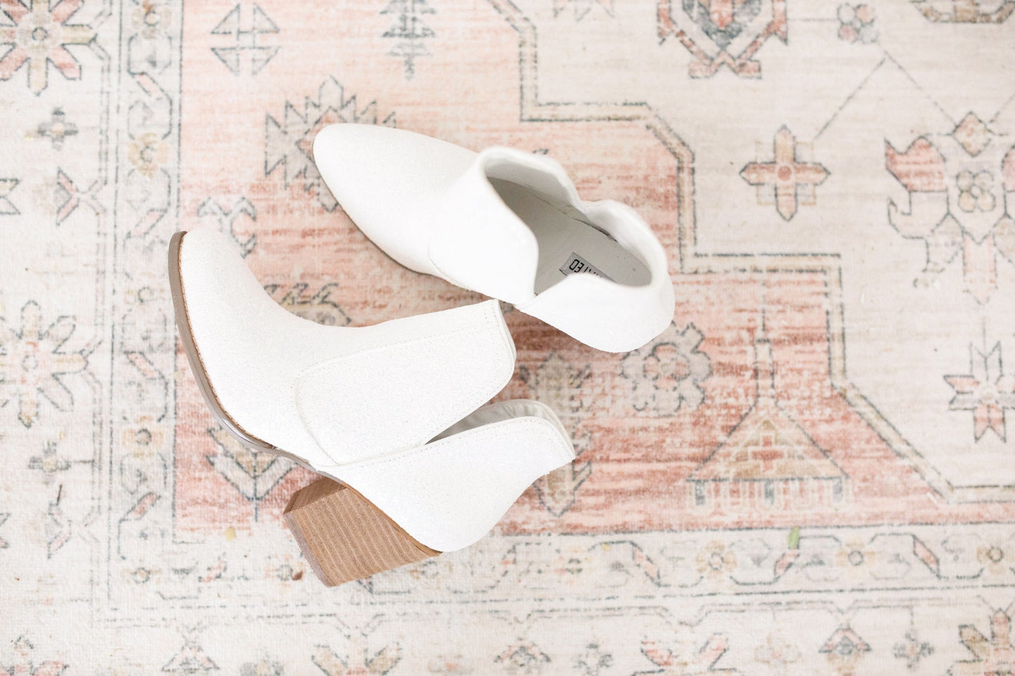 Fiera White Glitter Booties