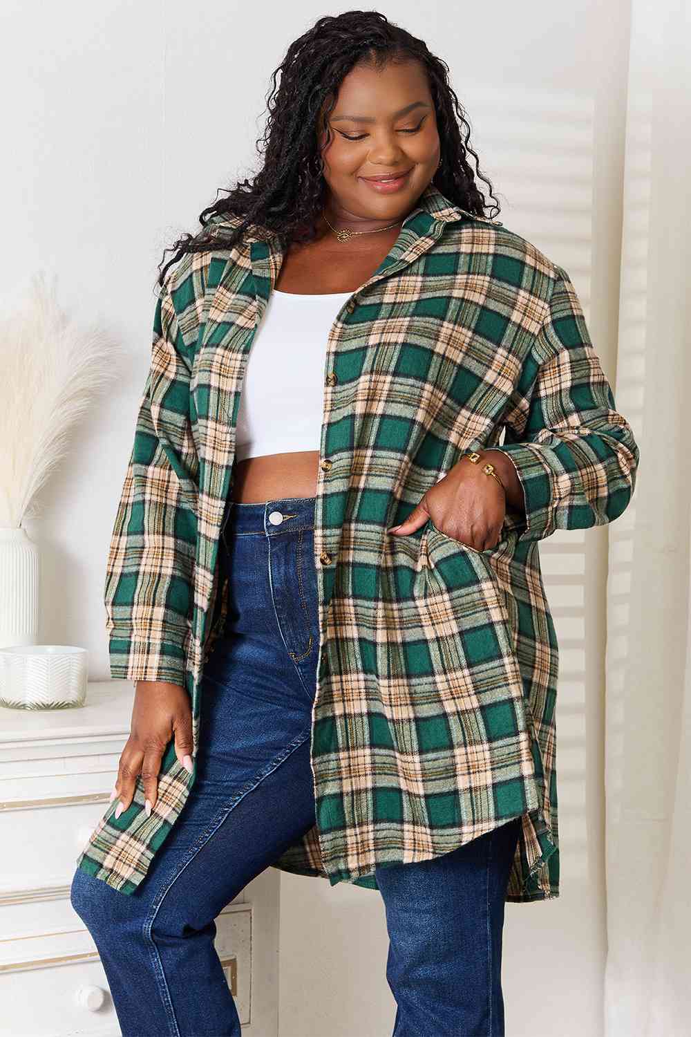 🍂Plaid Collared Neck Long Sleeve Shirt