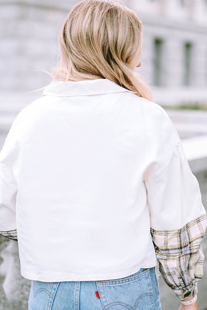 Plaid Collared Neck Button Down Jacket