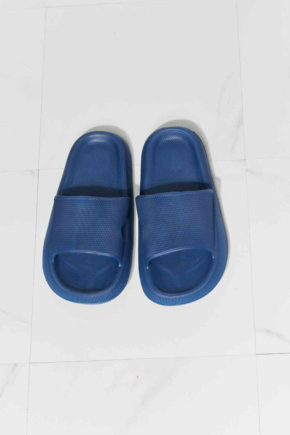 Open Toe Sandal Slide in Navy