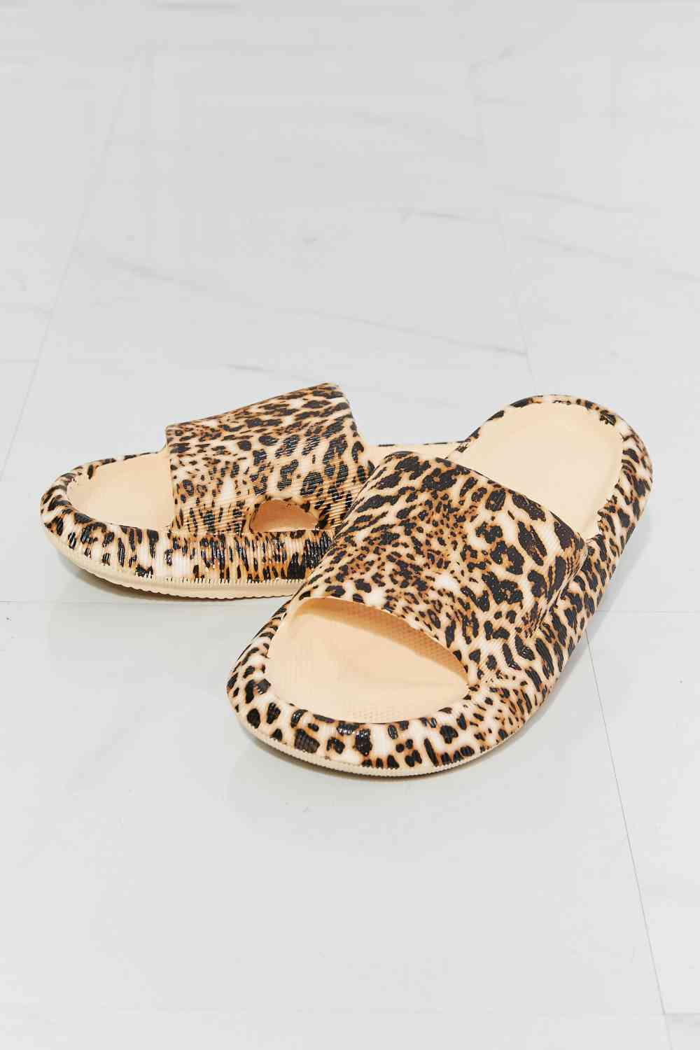 Open Toe Sandal Slide in Leopard