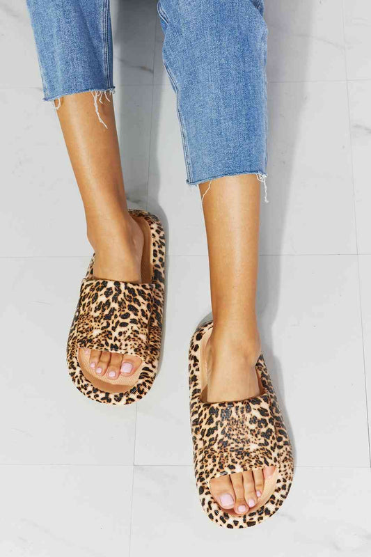 Open Toe Sandal Slide in Leopard