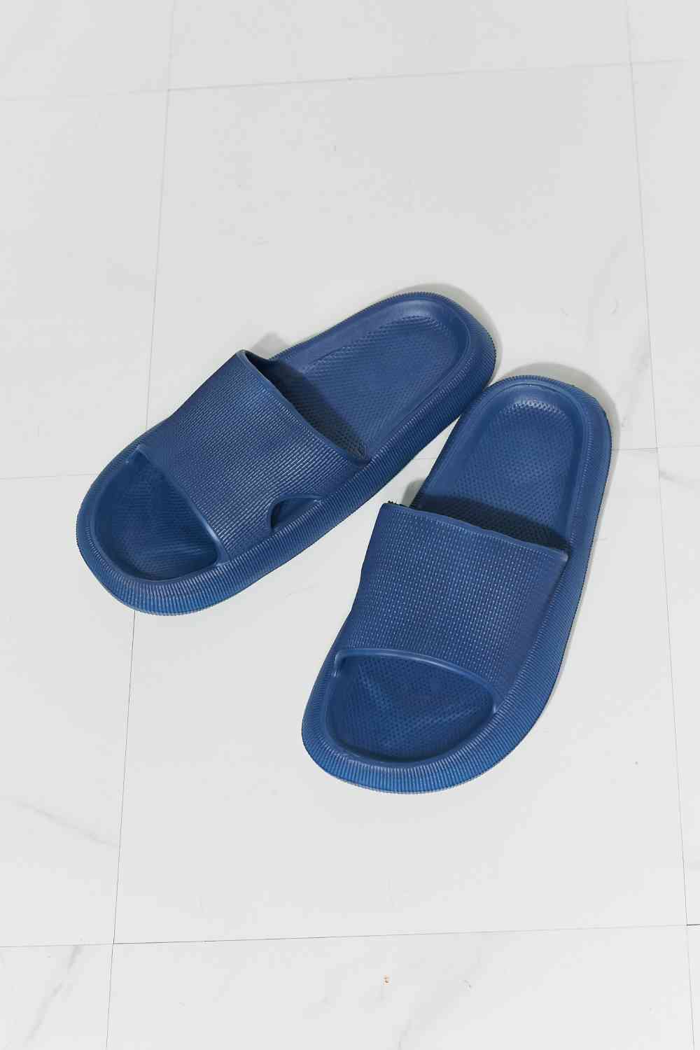 Open Toe Sandal Slide in Navy