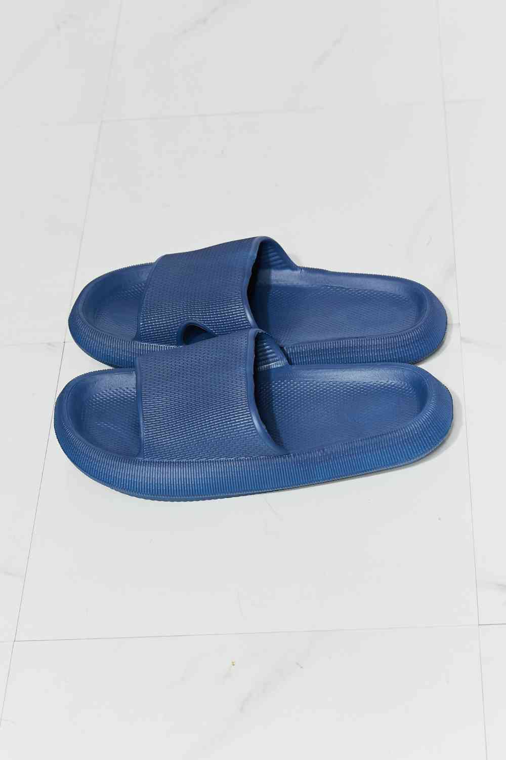 Open Toe Sandal Slide in Navy