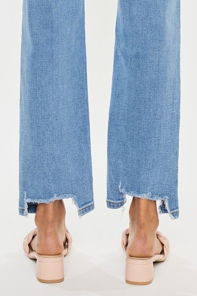 Kancan High Waist Raw Hem Straight Jeans