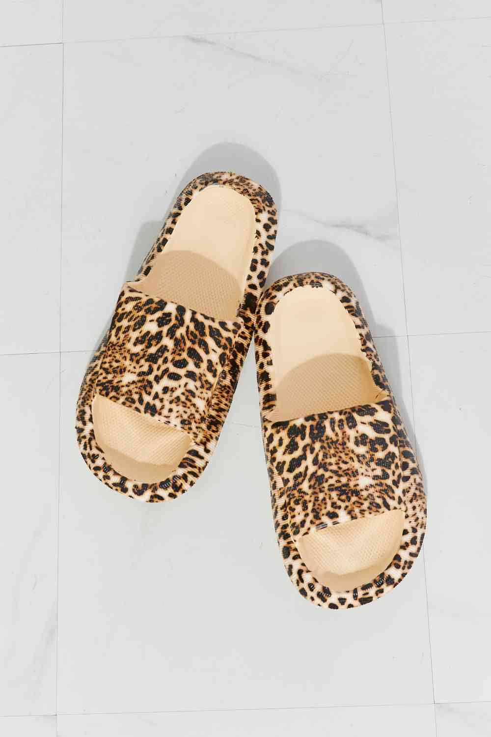 Open Toe Sandal Slide in Leopard